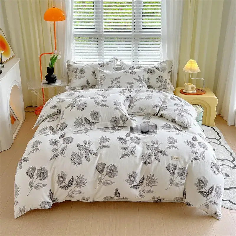 Blue lavender & cream cotton stripe comforter cover – bedroom set