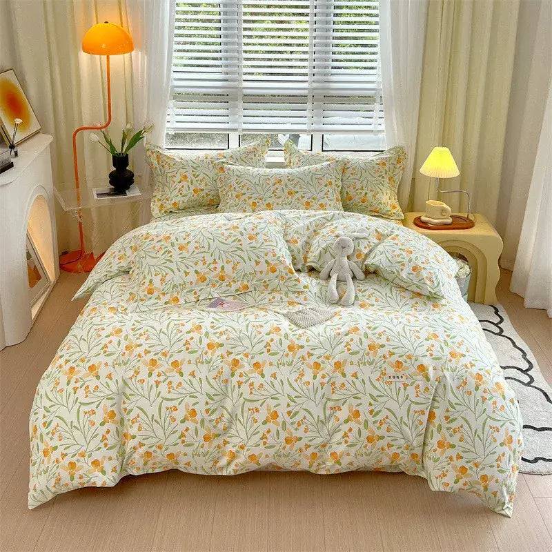 Blue lavender & cream cotton stripe comforter cover – bedroom set