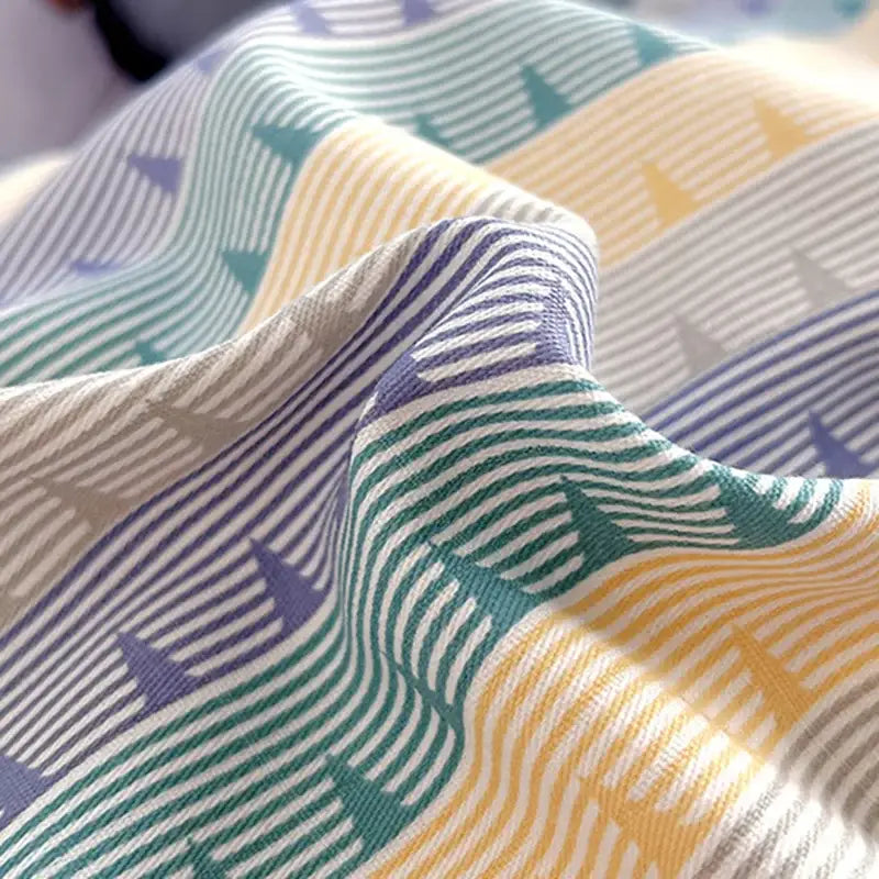 Blue lavender & cream cotton stripe comforter cover – bedroom set