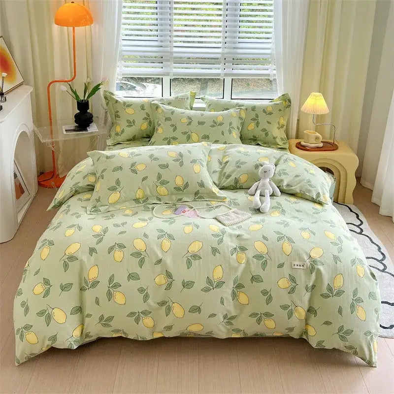 Blue lavender & cream cotton stripe comforter cover – bedroom set