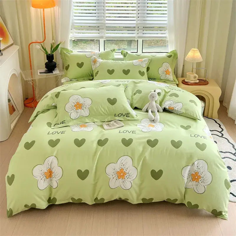 Blue lavender & cream cotton stripe comforter cover – bedroom set