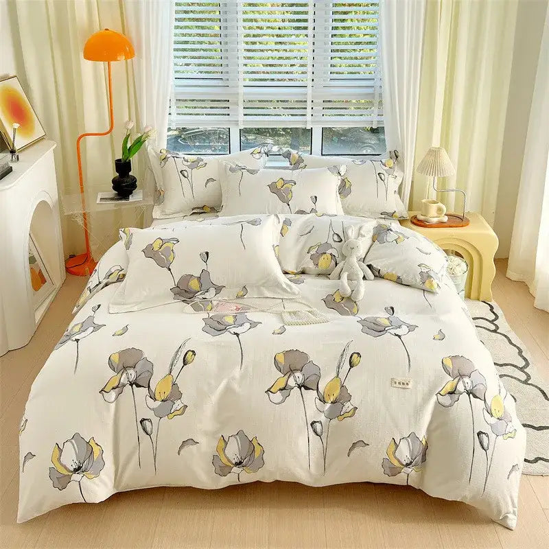 Blue lavender & cream cotton stripe comforter cover – bedroom set