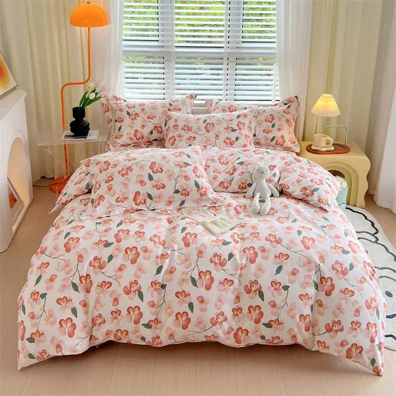 Blue lavender & cream cotton stripe comforter cover – bedroom set