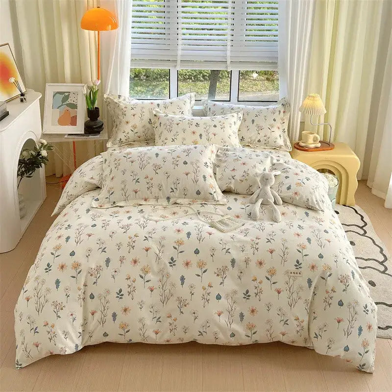 Blue lavender & cream cotton stripe comforter cover – bedroom set
