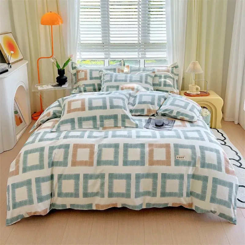 Blue lavender & cream cotton stripe comforter cover – bedroom set