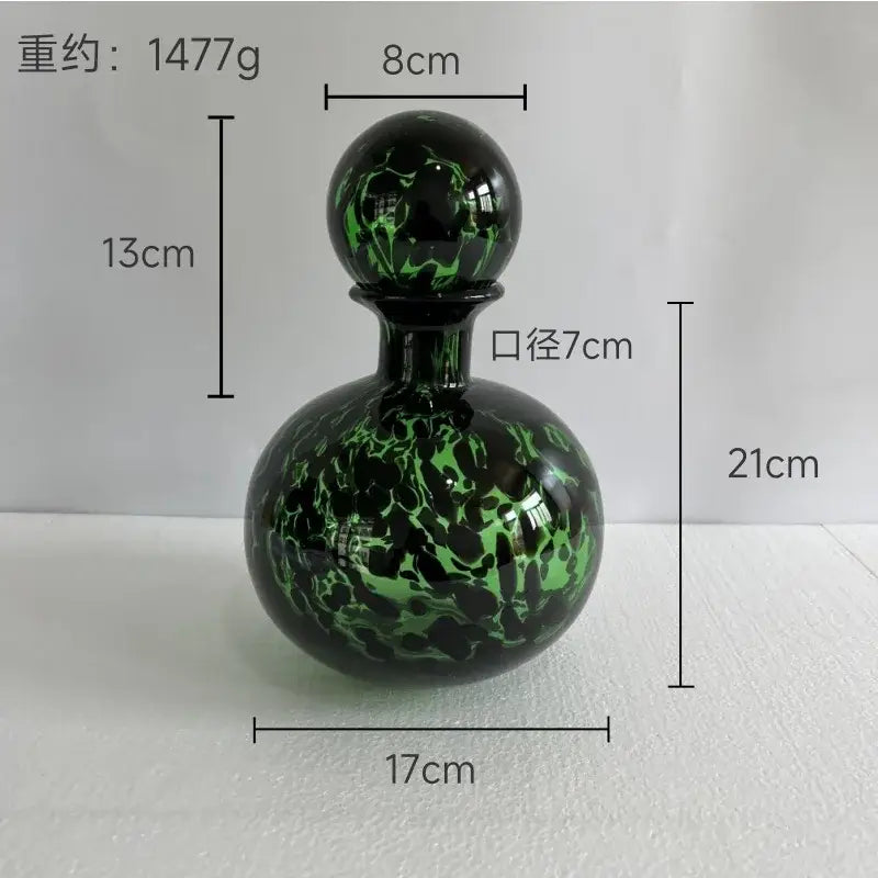 Blue marbled leopard print glass vase with lid living room decor