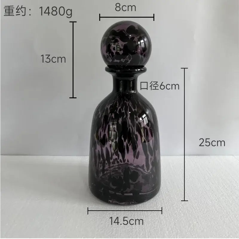 Blue marbled leopard print glass vase with lid living room decor