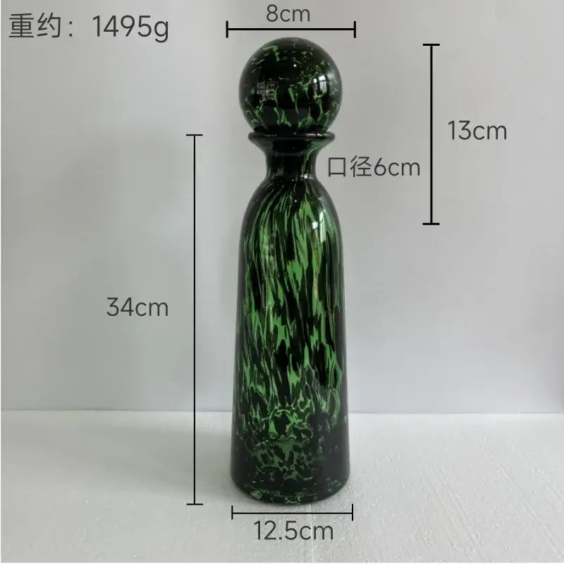 Blue marbled leopard print glass vase with lid living room decor