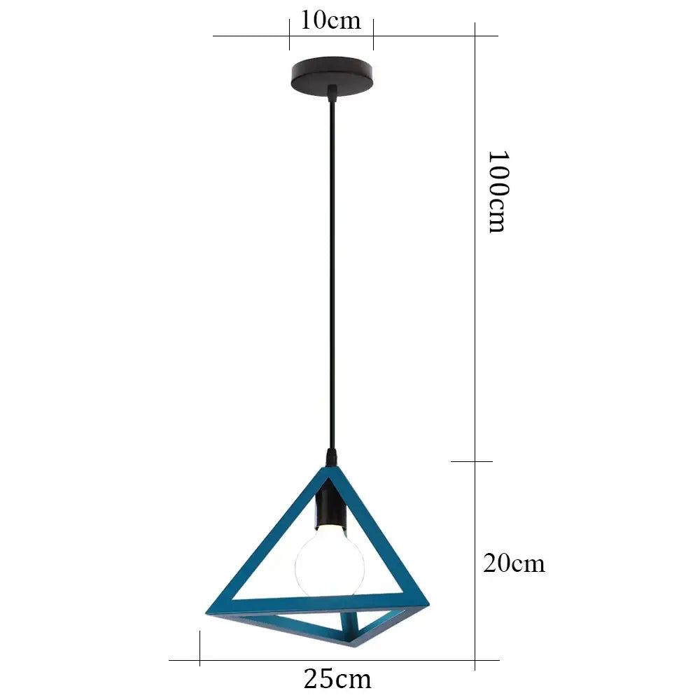 Blue matte metal pendant light with brass fixture for kitchens