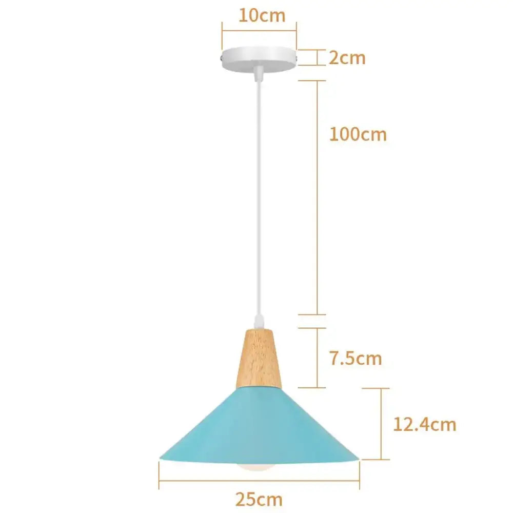 Blue matte metal pendant light with brass fixture for kitchens