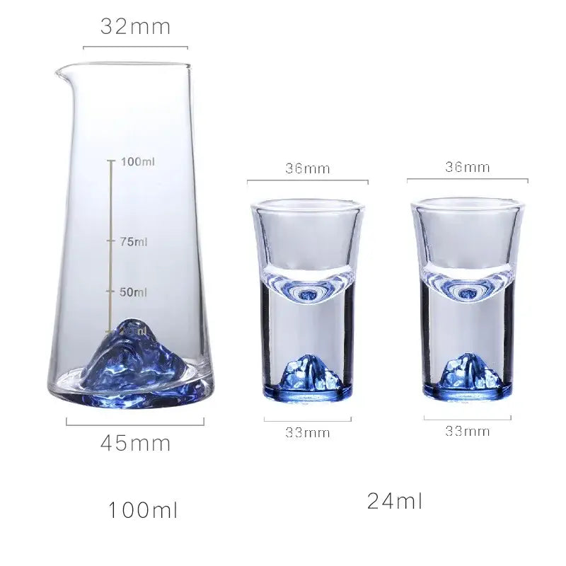 Blue mountain decorbites blue sake glass ice jug set dining room