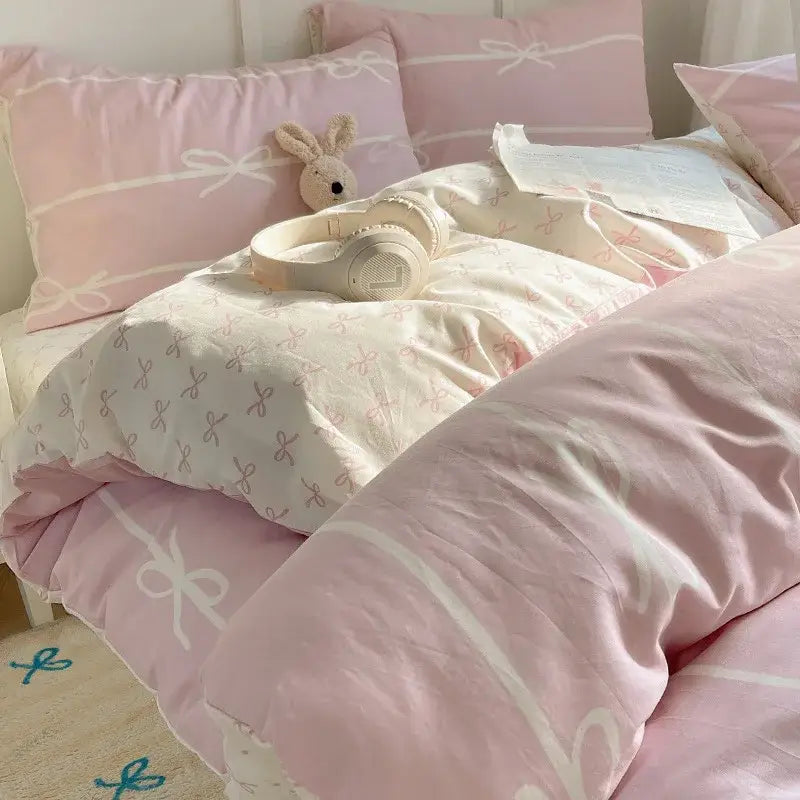 Blue poodle print cotton cartoon printed bedding set bedroom