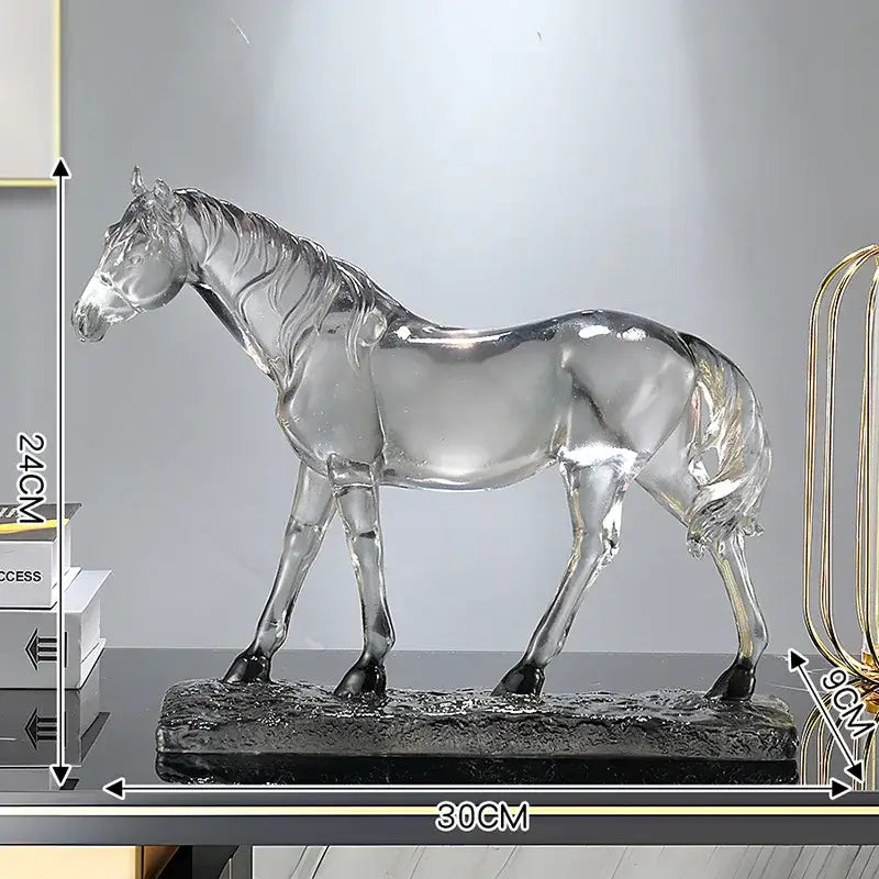 Blue & purple horse resin ornament – living room glass sculpture