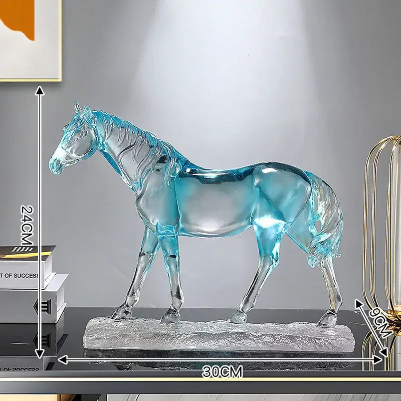 Blue & purple horse resin ornament – living room glass sculpture