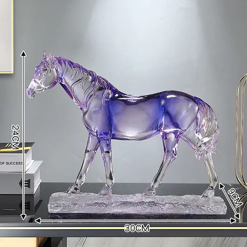 Blue & purple horse resin ornament – living room glass sculpture
