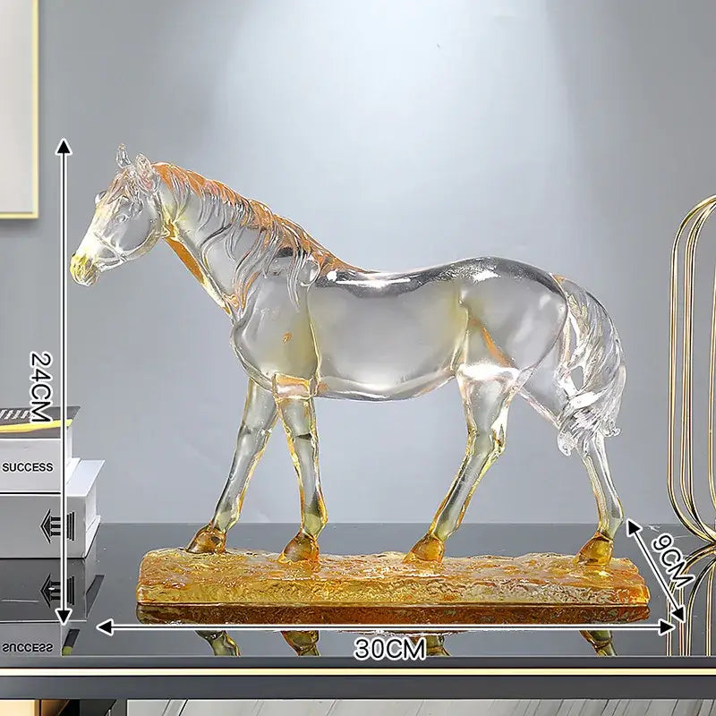 Blue & purple horse resin ornament – living room glass sculpture