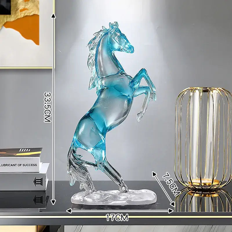 Blue & purple horse resin ornament – living room glass sculpture