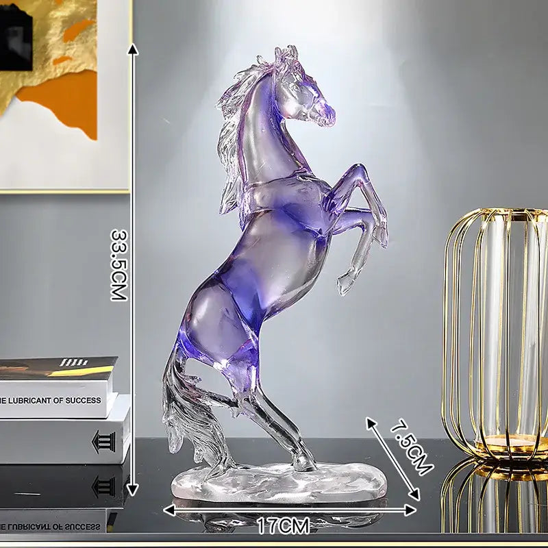 Blue & purple horse resin ornament – living room glass sculpture
