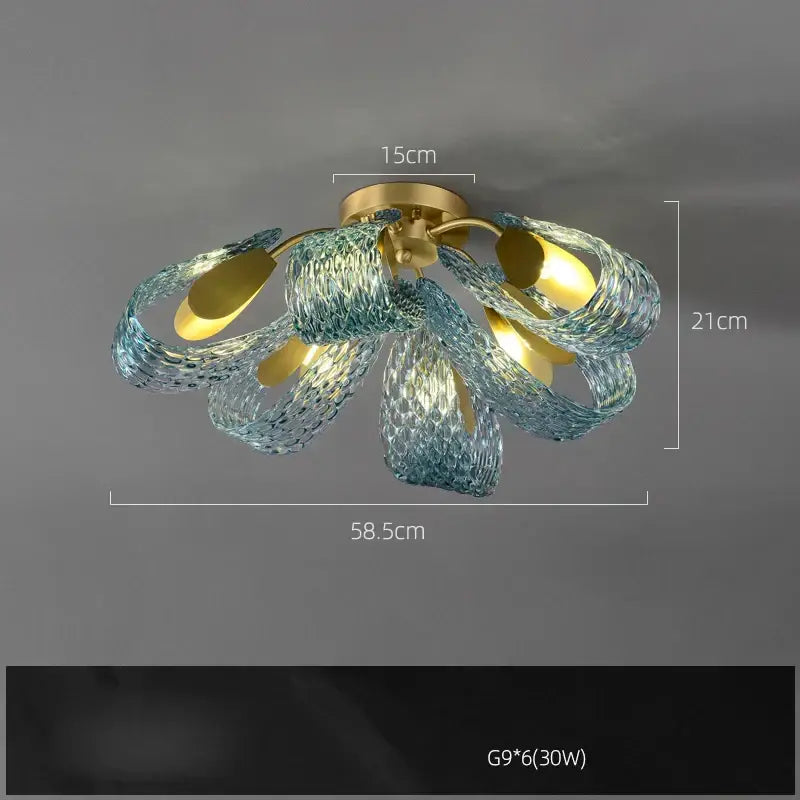 Blue queen crystal glass cascading chandelier staircase light