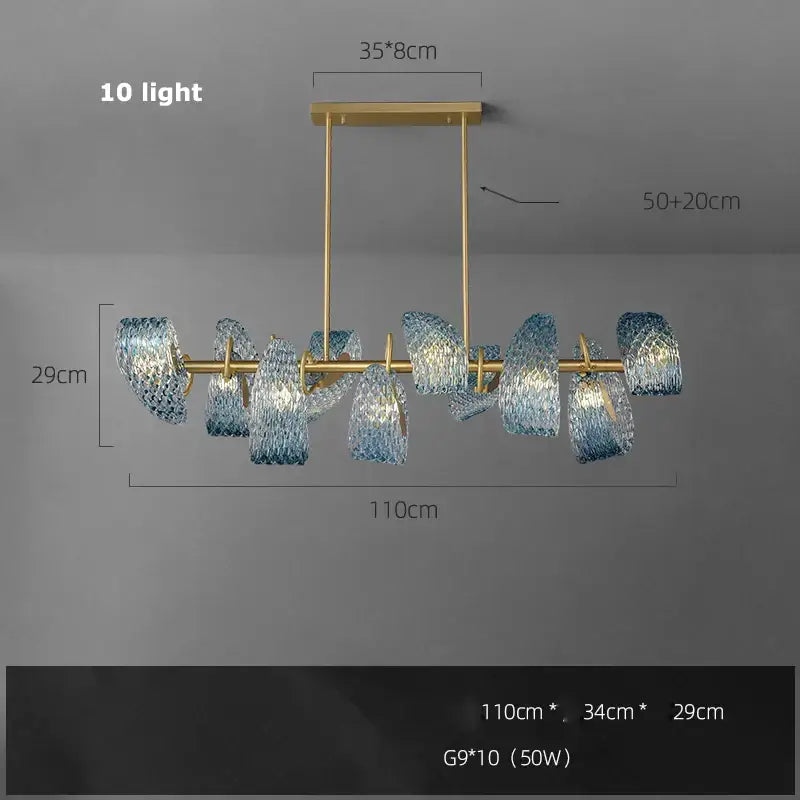 Blue queen crystal glass cascading chandelier staircase light