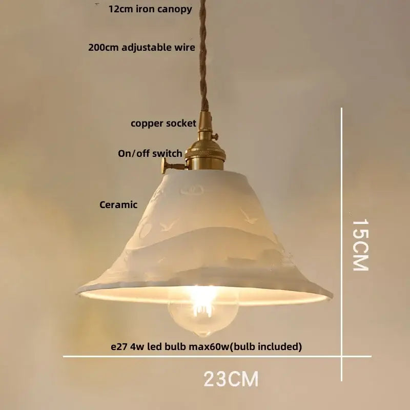 Blue ribbed ceramic led pendant lamp kitchen brass accents