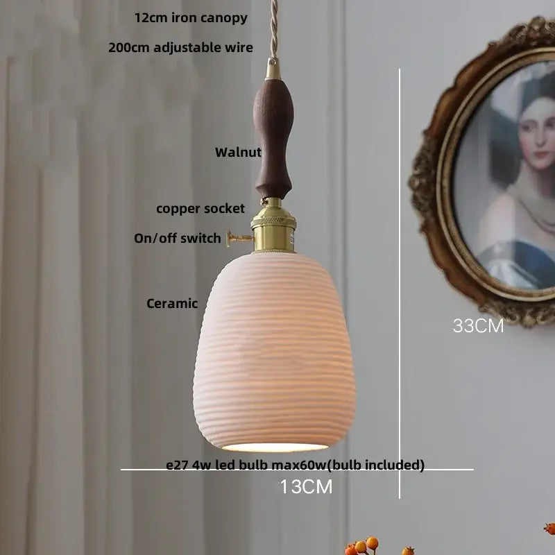 Blue ribbed ceramic led pendant lamp kitchen brass accents