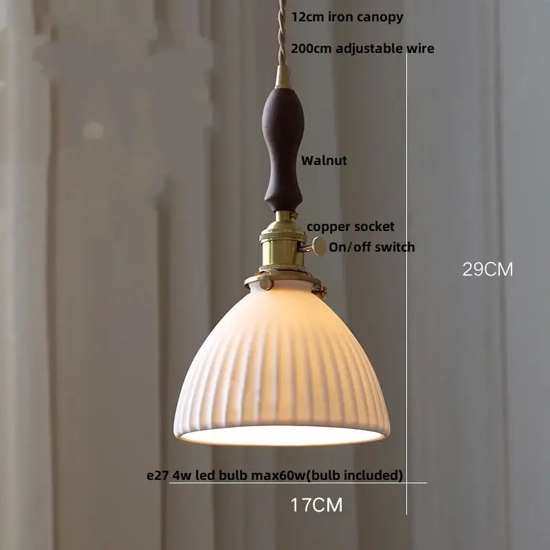 Blue ribbed ceramic led pendant lamp kitchen brass accents