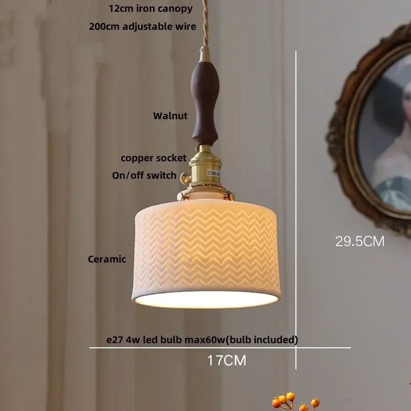 Blue ribbed ceramic led pendant lamp kitchen brass accents