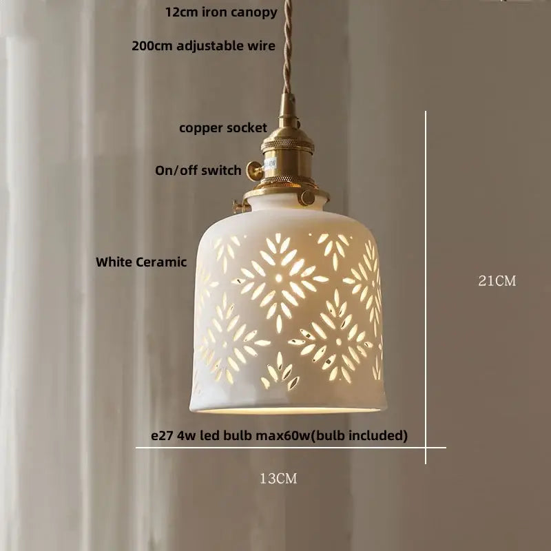 Blue ribbed ceramic led pendant lamp kitchen brass accents