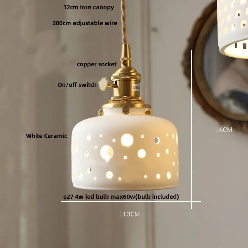 Blue ribbed ceramic led pendant lamp kitchen brass accents