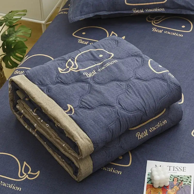 Blue whale best vacation daisy print quilt bedroom blanket