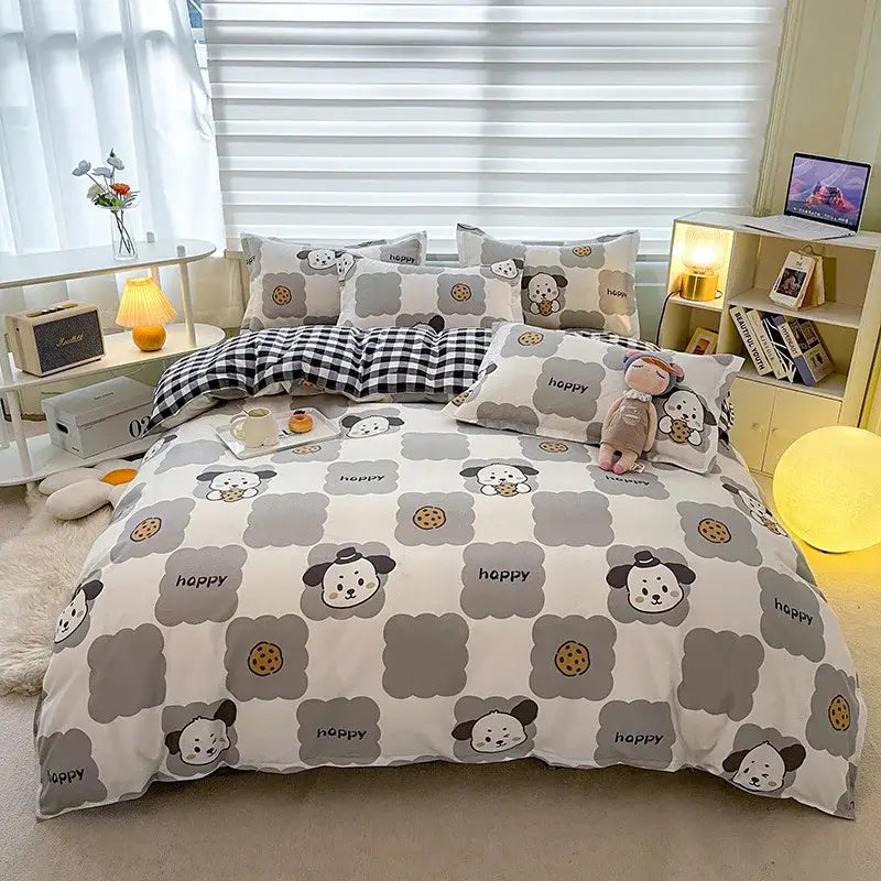 Blue & white blocking print bedding set bedroom duvet cover