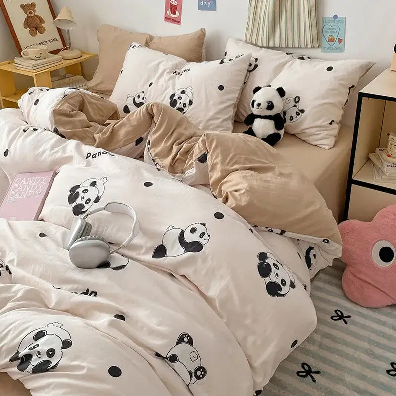 Blue & white bunny cloud cotton printed bedding sets bedroom quilt set