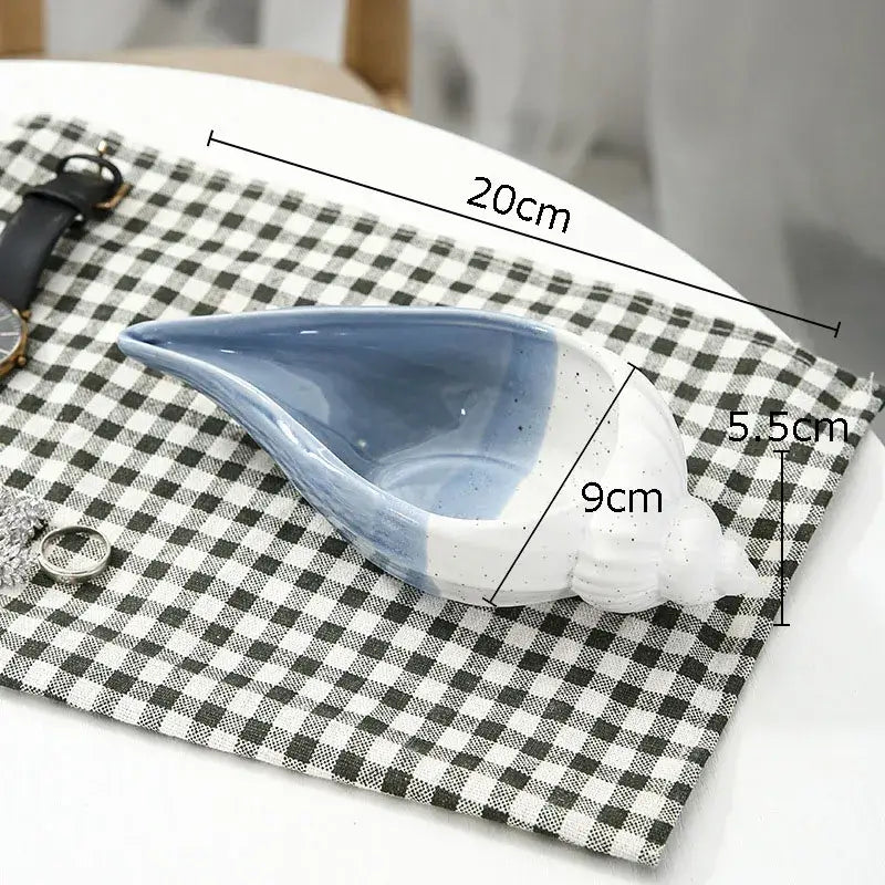 Blue & white ceramic marine life clamshell trays bedroom decor