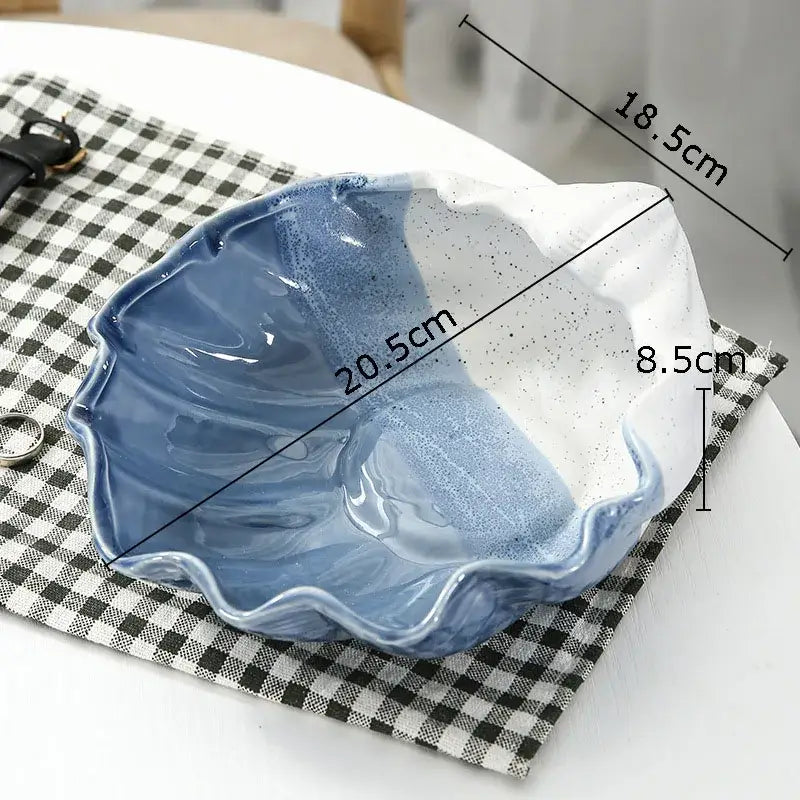 Blue & white ceramic marine life clamshell trays bedroom decor