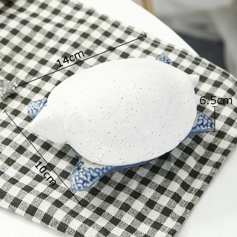 Blue & white ceramic marine life clamshell trays bedroom decor