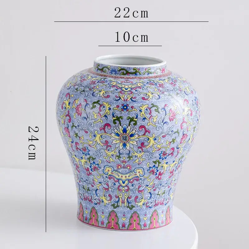Blue white porcelain floral vase living room ceramic decor