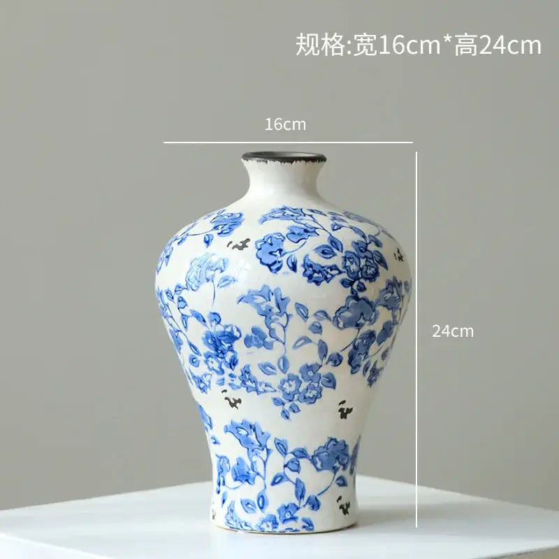 Blue & white porcelain gourd teapot vase living room decor
