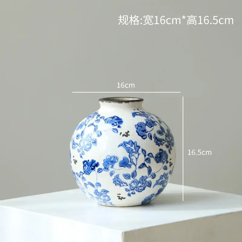 Blue & white porcelain gourd teapot vase living room decor