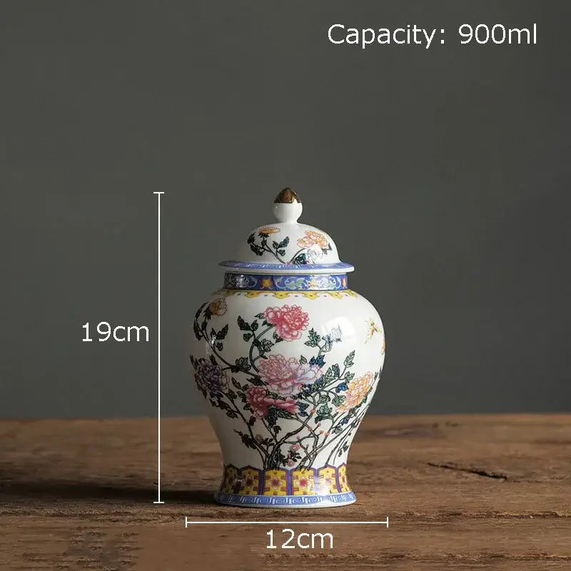Blue & white porcelain jar with gold plating – living room decor