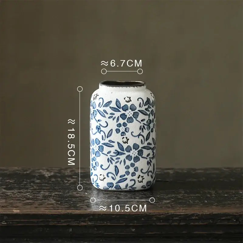 Blue white porcelain vase hydroponic living room ceramic pot