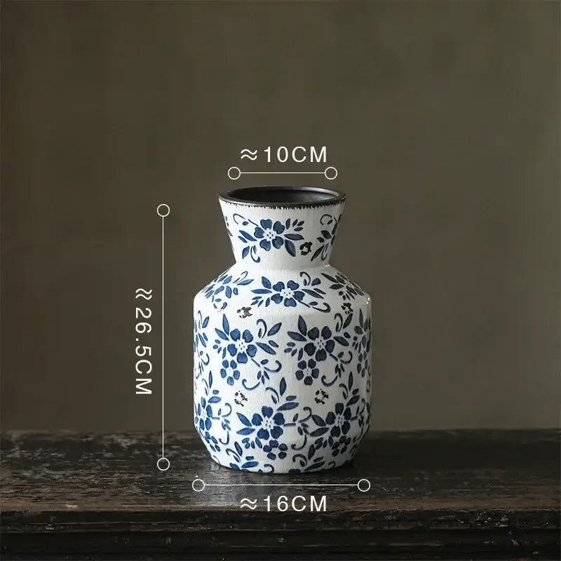 Blue white porcelain vase hydroponic living room ceramic pot