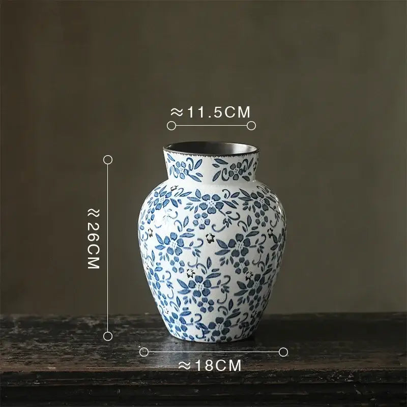 Blue white porcelain vase hydroponic living room ceramic pot