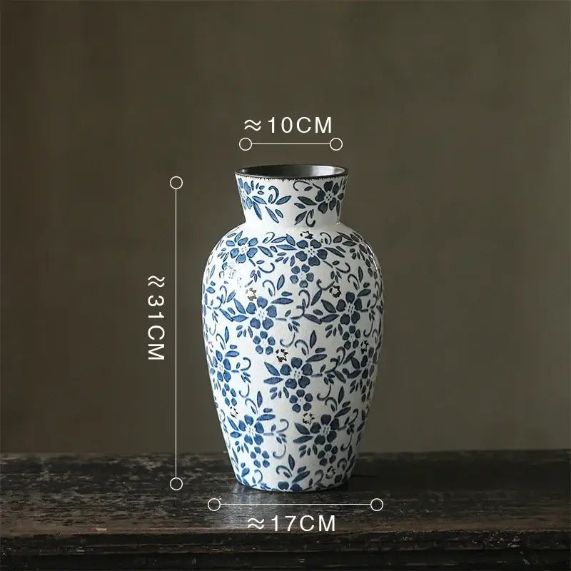 Blue white porcelain vase hydroponic living room ceramic pot