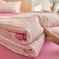 Blue & white striped soya fibre jacquard summer quilt bedroom comforter