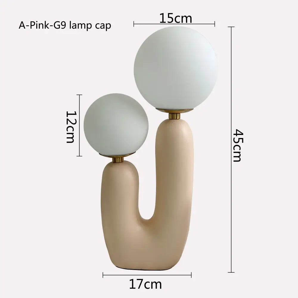Blush pink & white glass ball led table lamp for bedroom
