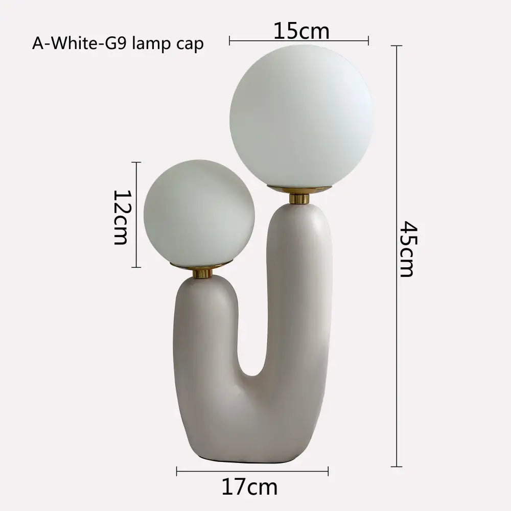Blush pink & white glass ball led table lamp for bedroom