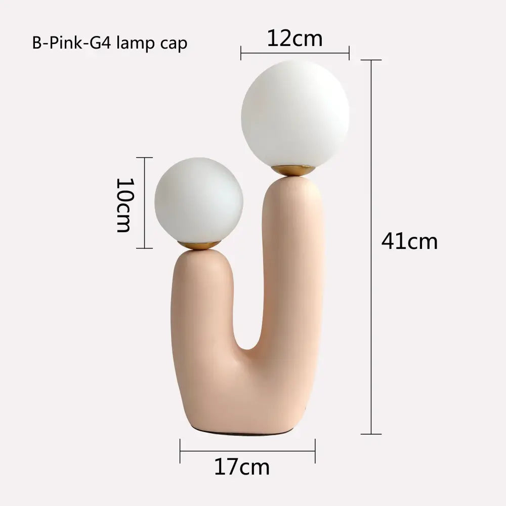 Blush pink & white glass ball led table lamp for bedroom