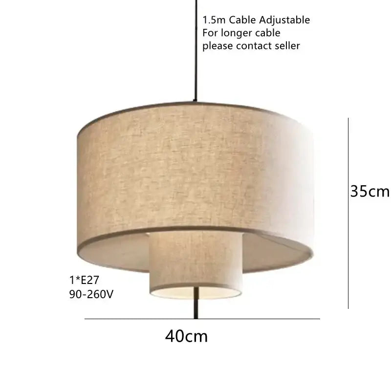 Bohemia wabi sabi beige linen tiered pendant lights for dining room