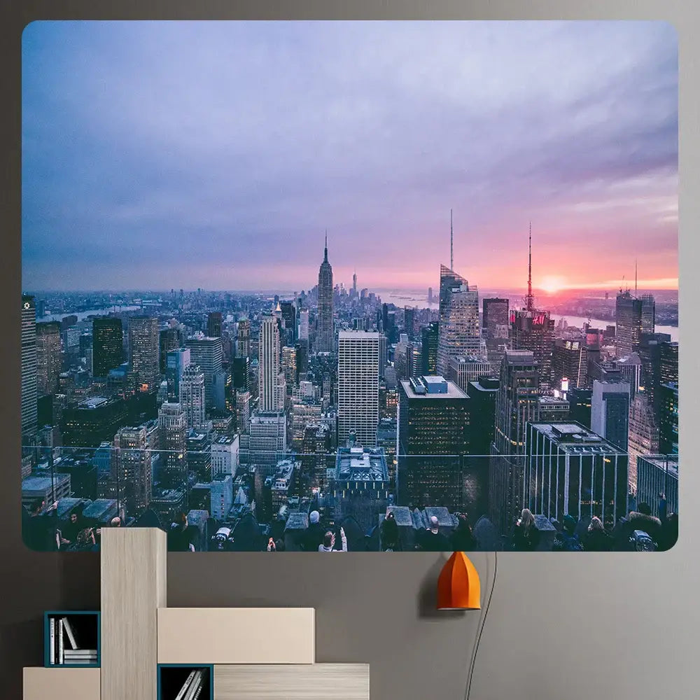 Bohemian art tapestry empire state cityscape living room blanket